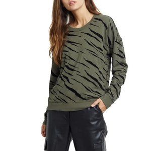 Rails Marlo Olive Flocked Tiger Sweatshirt